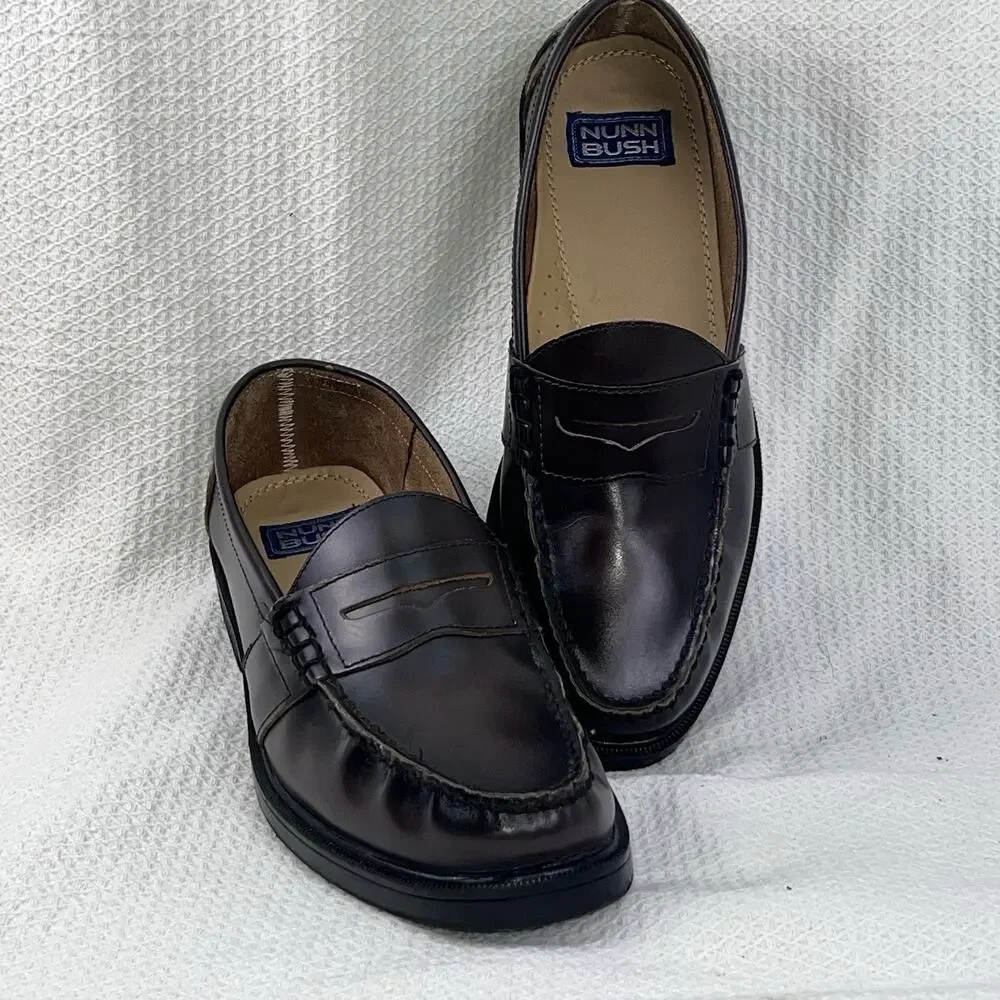 Nunn Bush 86538-05 Men’s 10.5M Brown Leather Penny Loafers Slip On Dress Shoes